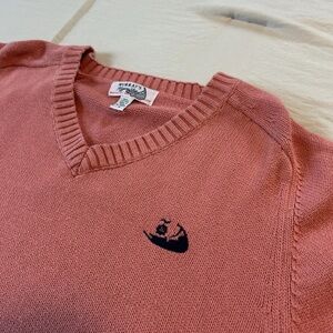 Murrays Nantucket Red Vintage Women's V-Neck Sweater in Soft Pink Quality